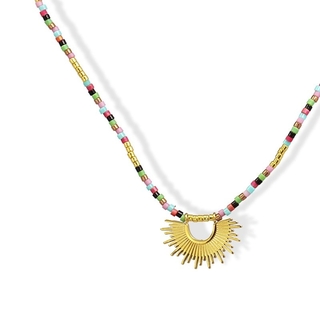 Women's Necklace Multicolor Miyuki Crystals BCO156 Anartxy Steel 316L-IP Gold Plated
